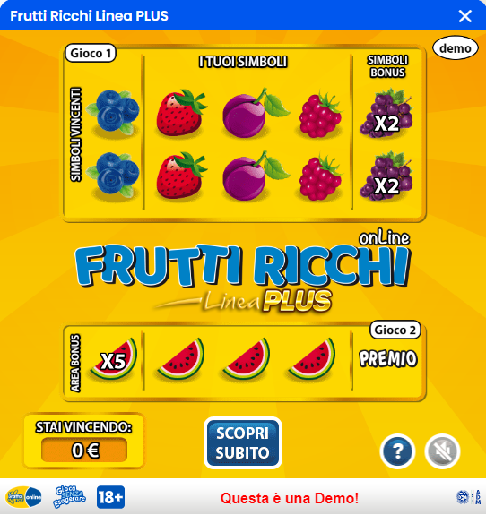 fase iniziale di gioco frutti ricchi