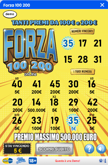 forza 100 200 gioco bonus
