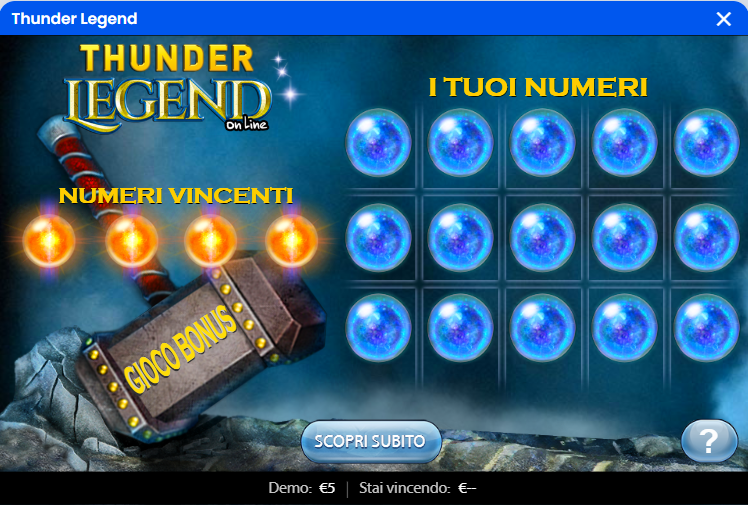 thunder legend schermata principale